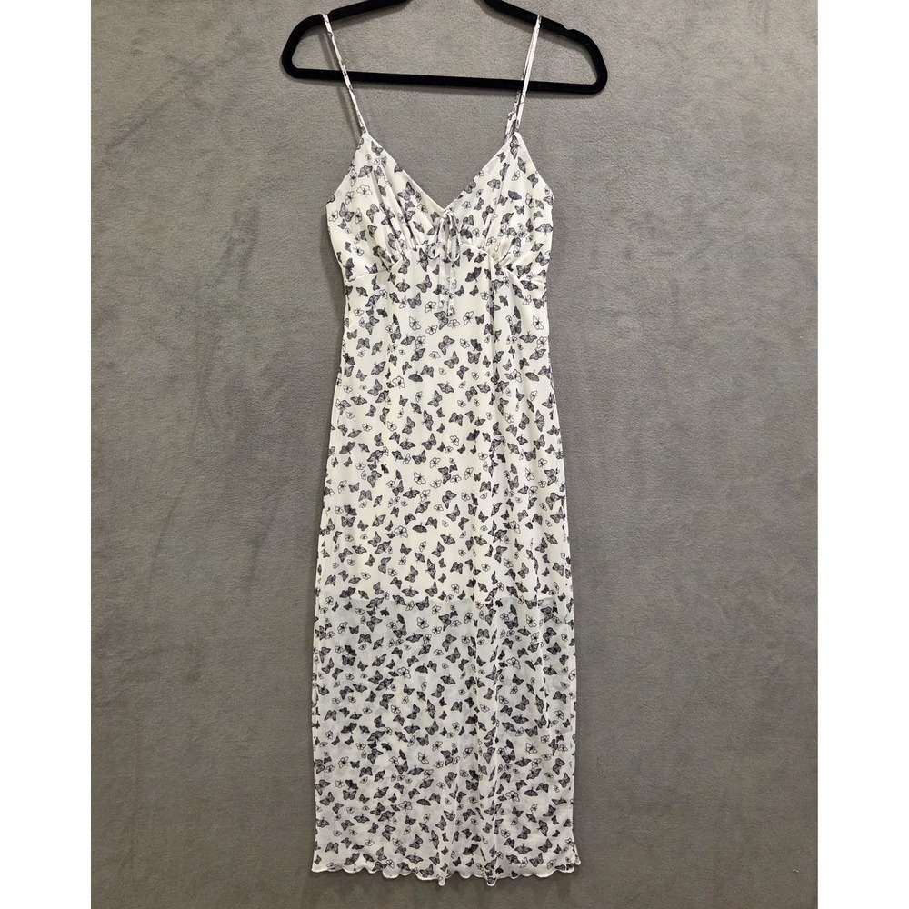 No Comment‎ Mesh Butterfly Midi Dress Women's Size Medium Bow Tie Romantic Fairy